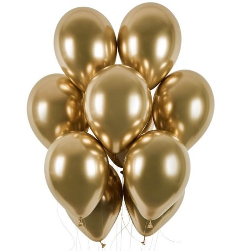 Balony Glossy chromowane złote błyszczące na Komunię Ślub Chrzest Wesele