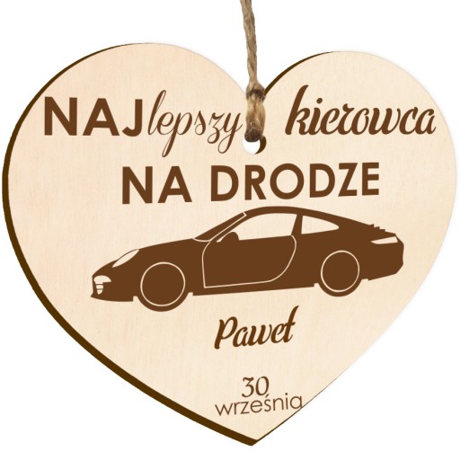 DZIEŃ CHŁOPAKA Zawieszka do auta prezent SERCE