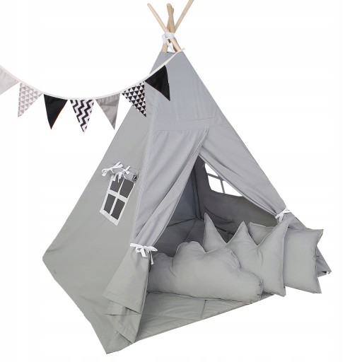 EDISA - Namiot TIPI dla dzieci wigwam proporczyk+3 poduszki+mata 120X120 CE