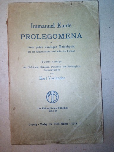 Prolegomena - Immanuel Kant 1913 !