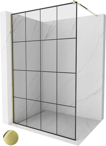MEXEN KIOTO ŚCIANKA PRYSZNICOWA WALK-IN ZŁOTA 130 x 200 CM szkło 8 mm