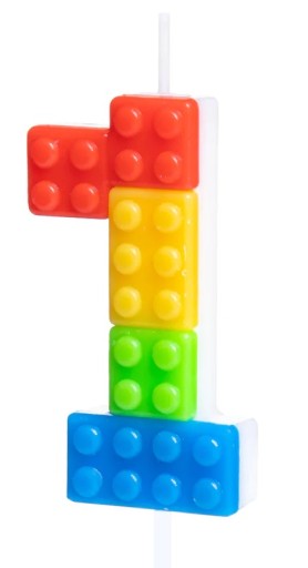 ŚWIECZKA NA TORT urodzinowa cyfra 1 KLOCKI 6cm