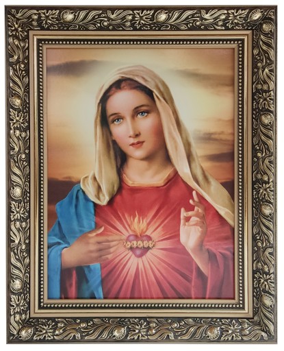 OTWARTE SERCE MARYI ŚWIĘTY OBRAZ W ZŁOTEJ RAMIE