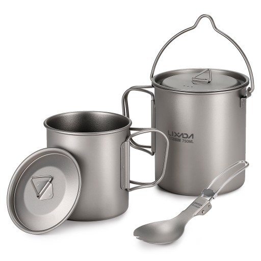 Tytanowy kubek 750 ml +kubek na wodę 420 ml +łyżka