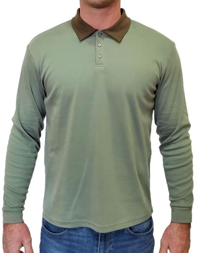 Zielona koszulka polo longsleeve Spear Point L