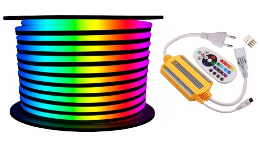 ZESTAW NEON LED FLEX RGB 5M + ZASILACZ + PILOT