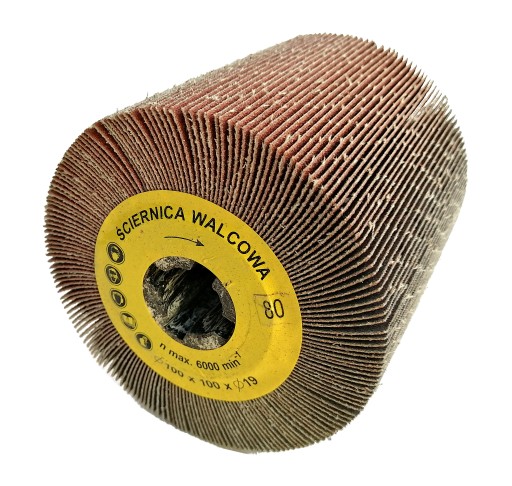 Ściernica walcowa wałek płótno satynowanie 100x100x19mm P80 Satyniarka