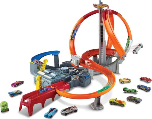 HOT WHEELS ZESTAW TORÓW Z PĘTLAMI I ZAKRĘTAMI WIELOKOLOROWY