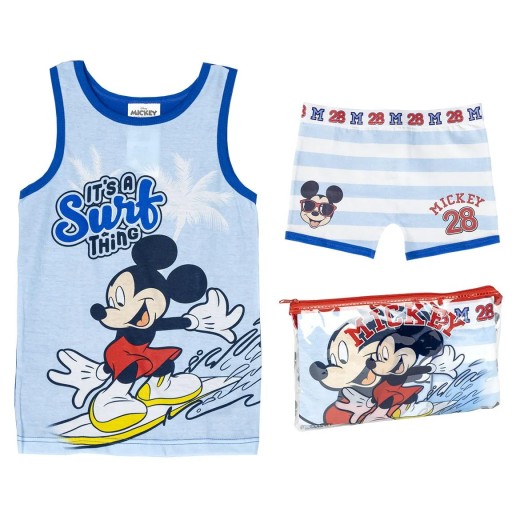 Piżama Myszka Mickey Podkoszulek Bokserki Komplet Letni Kosmetyczka 104