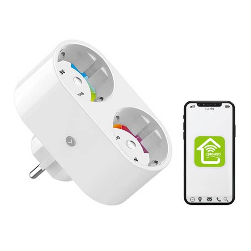 PODWÓJNE INTELIGENTNE GNIAZDKO WIFI 3500W PROGRAMATOR APLIACJA TUYA TIMER
