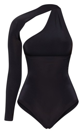 PRETTYLITTLETHING CZARNE BODY Z ASYMETRYCZNYM DEKOLTEM RS A142103