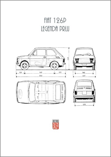 Plakat LEGENDA PRLu FIAT 126P Format A3