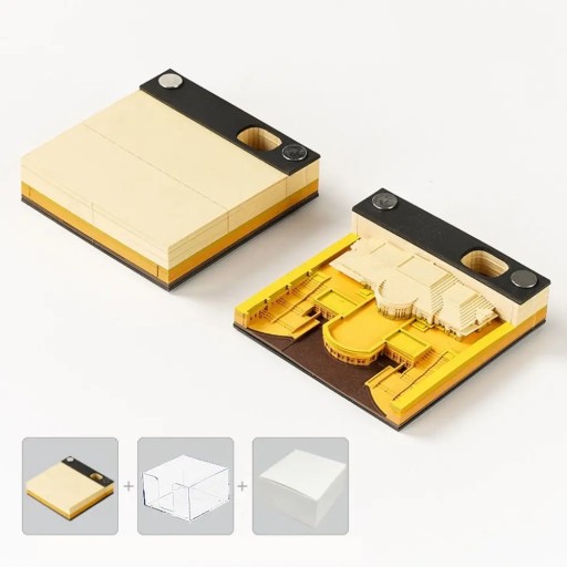 2024 Mini Desktop Calendar With Sticky Notes 3D Paper Carving Calendar 3D