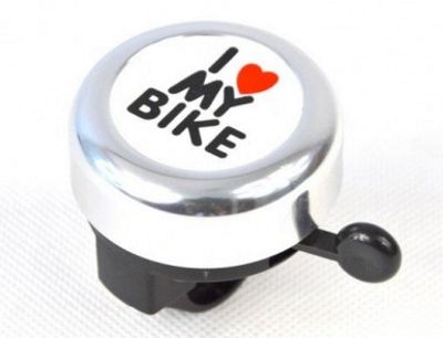 Dzwonek 54 mm Alu/Plast. I LOVE MY BIKE - srebrny