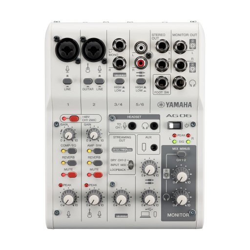 YAMAHA AG06 MK2 WH MIKSER DO STREAMINGU Z INTERFEJSEM AUDIO BIAŁY
