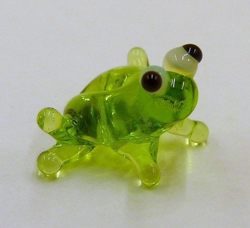 Figurka szklana MINI Żabka Zielona Prezent ŻABA FMs 1cm supermikro