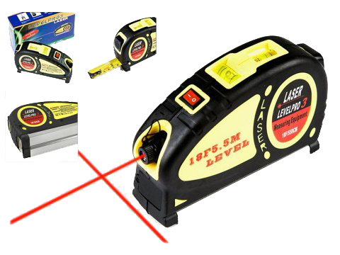 POZIOMICA LASEROWA krzyżowa + miara 5,5 M LASER