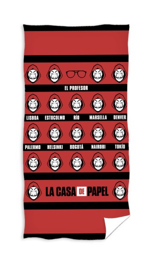 DUŻY RĘCZNIK PLAŻOWY 70X140 LA CASA DE PAPEL DOM Z PAPIERU SERIAL NETFLIX