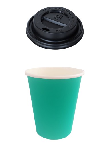 Kubek pap. 250 ml Turkus + wieczko FI80 100 szt.