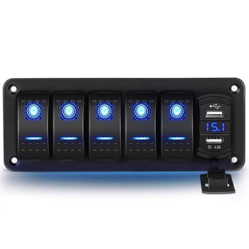 WŁĄCZNIKI Z PANELEM USB I WOLTOMIERZEM - 06011
