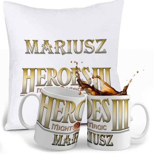 ZESTAW HEROES 3 III KUBEK + PODUSZKA + IMIE
