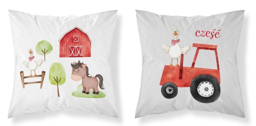 Poszewka na poduszkę 40x40 Wesoła Farma Cześć Czerwony Detexpol