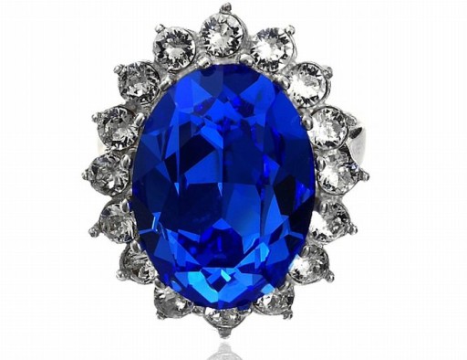 KRYSZTAŁY piękny pierścionek ROYAL BLUE SREBRO