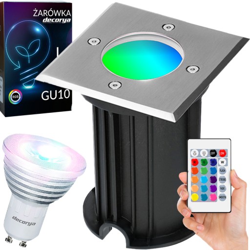 MOCNA HERMETYCZNA LAMPA LED NAJAZDOWA OPRAWA LED GRUNTOWA IP65 GU10 RGB