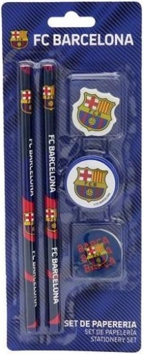 ZESTAW 5 el Ołówki Gumki Temperówka FCB BARCA FC BARCELONA
