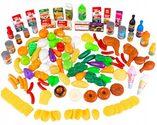 PLASTIKOWE WARZYWA OWOCE ZABAWKI KUCHNIA 120 szt