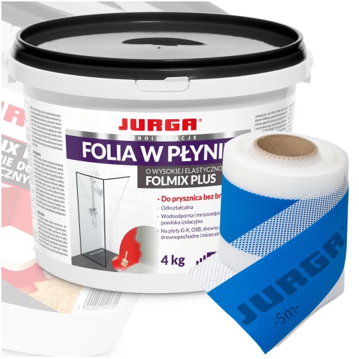 Folia w Płynie FOLMIX PLUS Podłoża Krytyczne OSB GK 4 kg + Taśma 5m JURGA