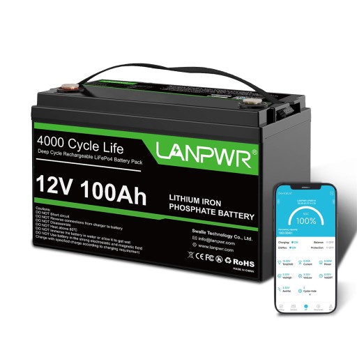 LiFePO4 Battery Pack 12V 100Ah Bluetooth-compatible LED Without Display