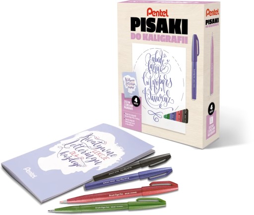 Zestaw do letteringu kaligrafii Brush Pen Kurs Pentel ABCD