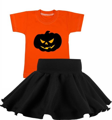 Koszulka z dynią, spódniczka halloween mix134/142