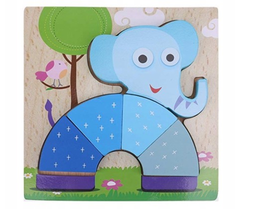 PUZZLE DREWNIANE SŁOŃ UKŁADANKA KLOCKI EDUKACYJNE SŁONIK ZESTAW PUZZLI