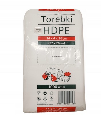 HDPE Torebki Woreczki Foliowe 14x4x26 1000 sztuk