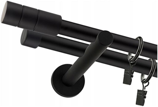 KARNISZ NOWOCZESNY CZARNY PODWÓJNY 25+19mm 160cm