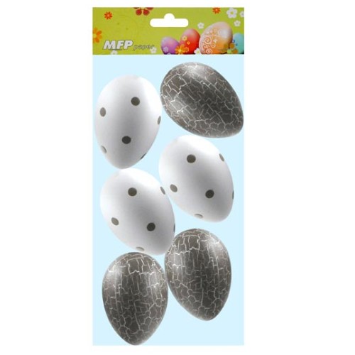 Ozdoba jajka plastik 6cm 6szt. biało szare