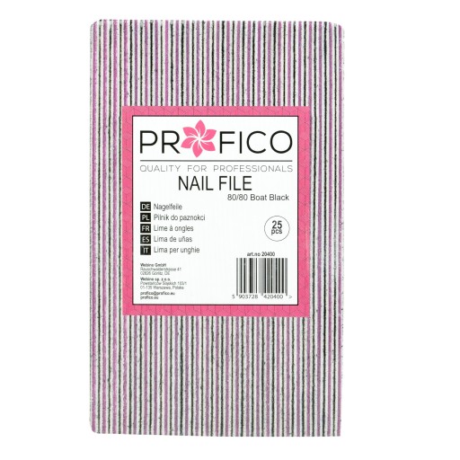 Pilnik do paznokci DWUSTRONNY łódka 80/80 25 szt.