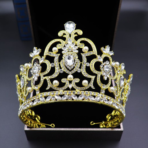 Crystal Pearl Tiara ślubna korona do włosów