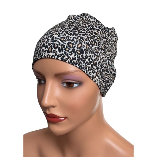 Turban, czepek do spania, prosta czapka pod kask, Gaya panterka z bambusa
