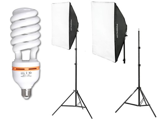Zestaw światło CIĄGŁE LAMPA ŚWIETLÓWKA 85W 5400K SOFTBOX 50x70cm statyw