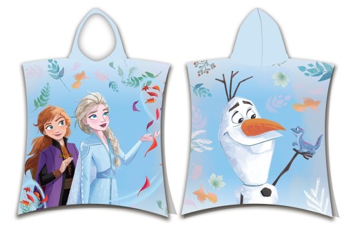 Poncho dla dzieci 50x115 Frozen Kraina Lodu niebieskie ręcznik z kapturem