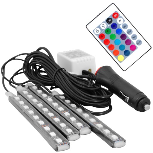OŚWIETLENIE LED RGB WNĘTRZA AUTA KABINY SAMOCHODU