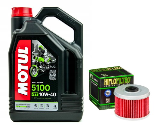 Olej MOTUL 5100 10W40 4L. + Filtr HF113, Honda TRX300 FW Fourtrax, 87-01r.