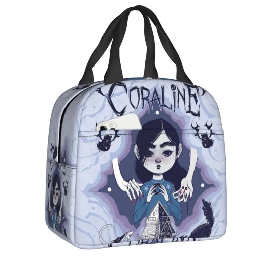 Halloween Horror Movie Coraline Insulated Lunch Bag for Women Portable