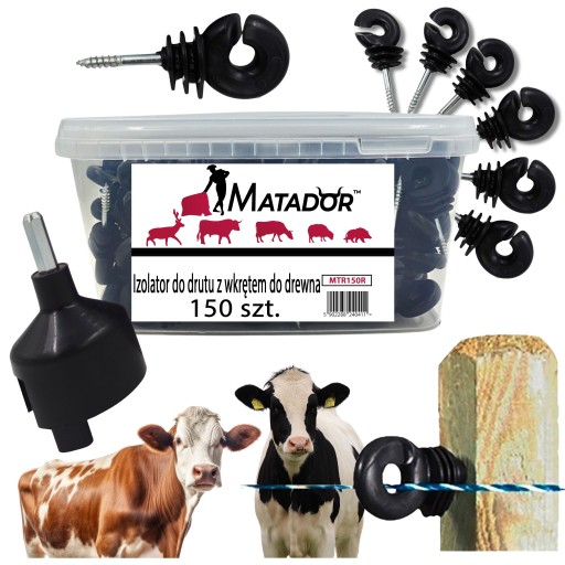 IZOLATORY DO DRUTU pastucha linki izolator do drewna 150 szt WIADRO UCHWYT