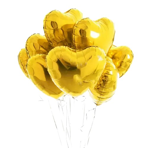 Balony foliowe złote serca na walentynki- 10szt