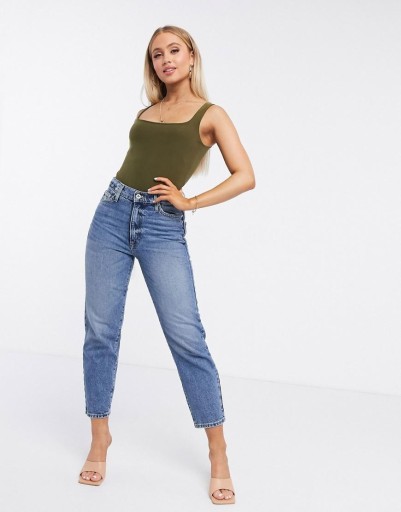 MISSGUIDED BODY DOPASOWANE KHAKI CASUAL