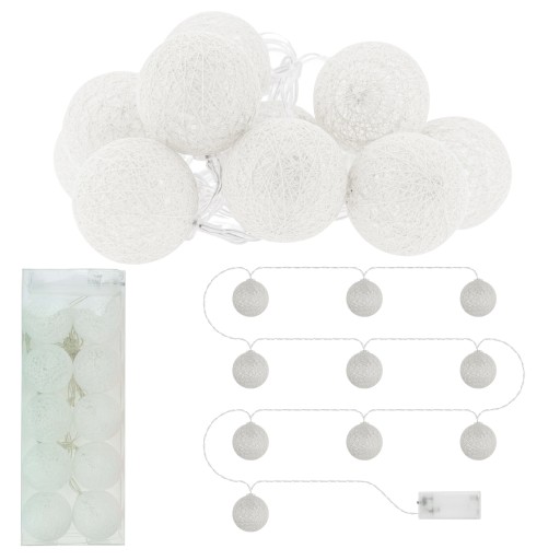 LAMPKI DEKORACYJNE COTTON BALL na baterie 10 LED